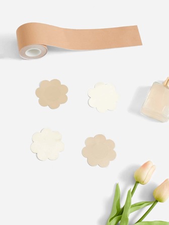 2對花卉形狀乳貼和1卷胸帶