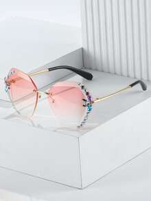 Gafas de moda sin marco con diseño de diamante de imitación - Multicolor - Ver 2