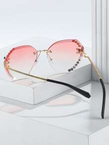 Gafas de moda sin marco con diseño de diamante de imitación - Multicolor - Ver 3