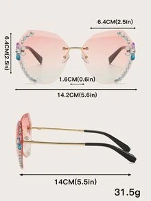 Gafas de moda sin marco con diseño de diamante de imitación - Multicolor - Ver 4