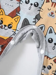 Baby Cartoon Graphic Footed Sleep Jumpsuit - Grey - View 3