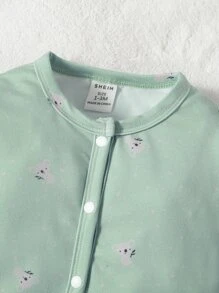 SHEIN 新生嬰兒男寶寶 2入組 考拉印花帶腳睡衣 - 彩色 - 查看 4