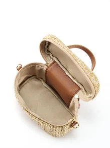 Đúng mốt , Tối giản , Giải trí , Mini Túi Bucket Tua trang trí Túi Rơm Đối với Kỳ nghỉ Cho cô gái , Thiếu niên Hoàn hảo Cho mùa hè , Kỳ nghỉ & bờ biển - Màu Khaki - Xem 7