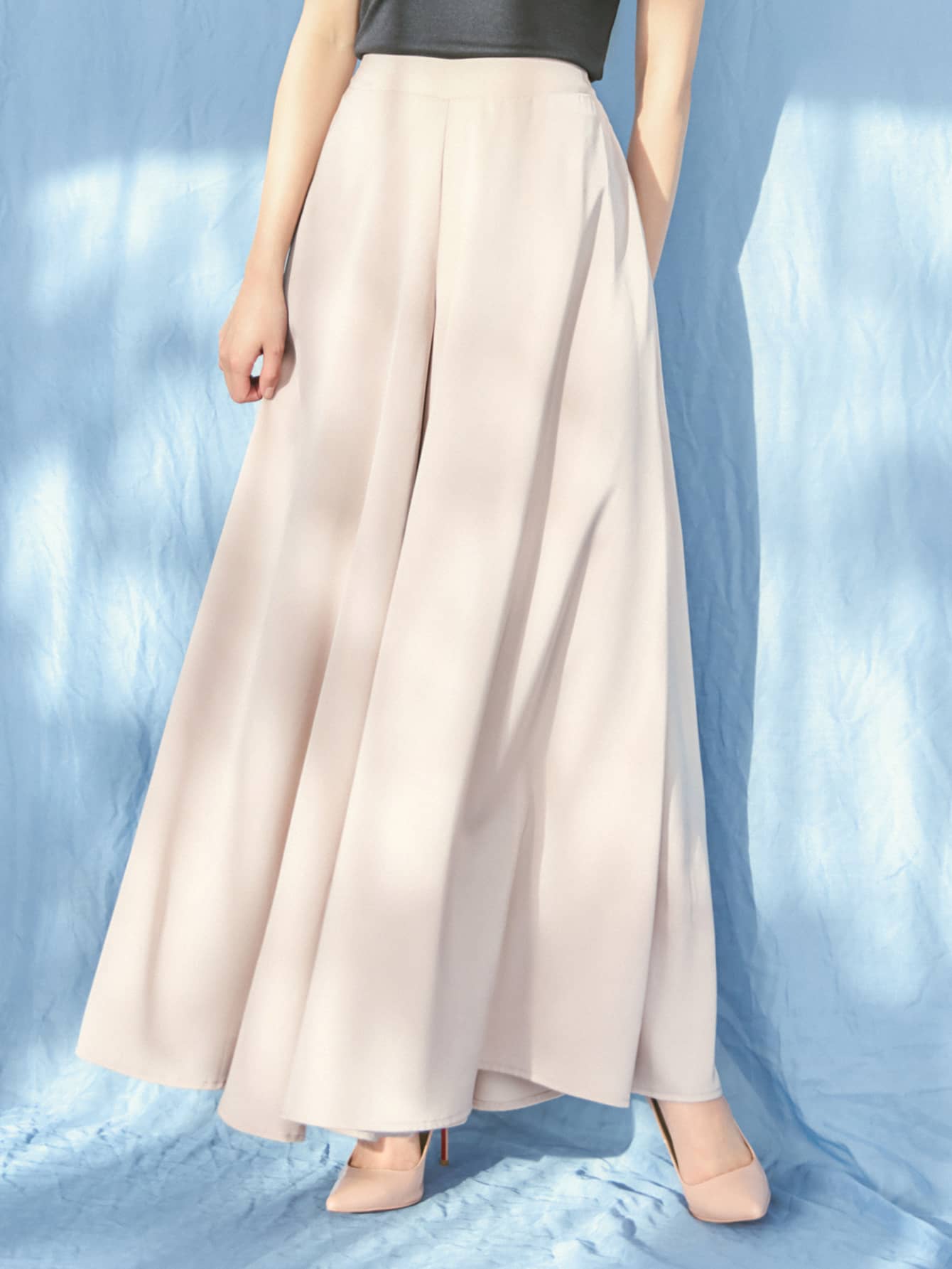 DAZY Solid Wide Leg Pants - Apricot - View 1