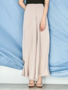 DAZY Solid Wide Leg Pants - Apricot - View 3