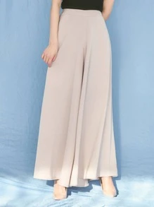 DAZY Solid Wide Leg Pants - Apricot - View 4