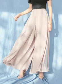 DAZY Solid Wide Leg Pants - Apricot - View 5