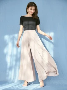 DAZY Solid Wide Leg Pants - Apricot - View 10