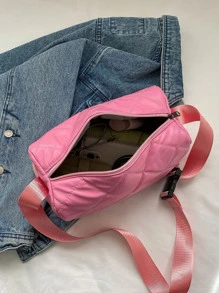 絎縫水桶包粉色插扣單肩包 - 粉色 - 查看 4