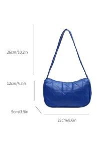 Neon Blue Quilted Detail Hobo Bag - Blue - View 7