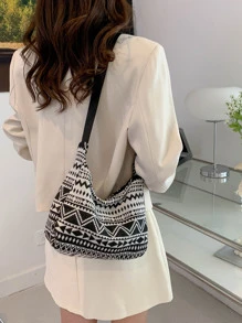 幾何樣式流浪包 - 黑與白 - 查看 2