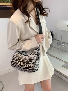 幾何樣式流浪包 - 黑與白 - 查看 4