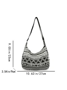 幾何樣式流浪包 - 黑與白 - 查看 3