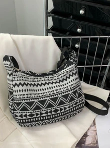 幾何樣式流浪包 - 黑與白 - 查看 7