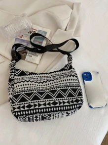 幾何樣式流浪包 - 黑與白 - 查看 8