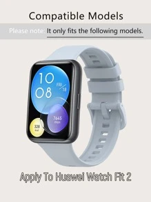 Red Silicone Solid Color Watch Band Strap Compatible With Huawei Watch Fit 2 - Baby Blue - View 3