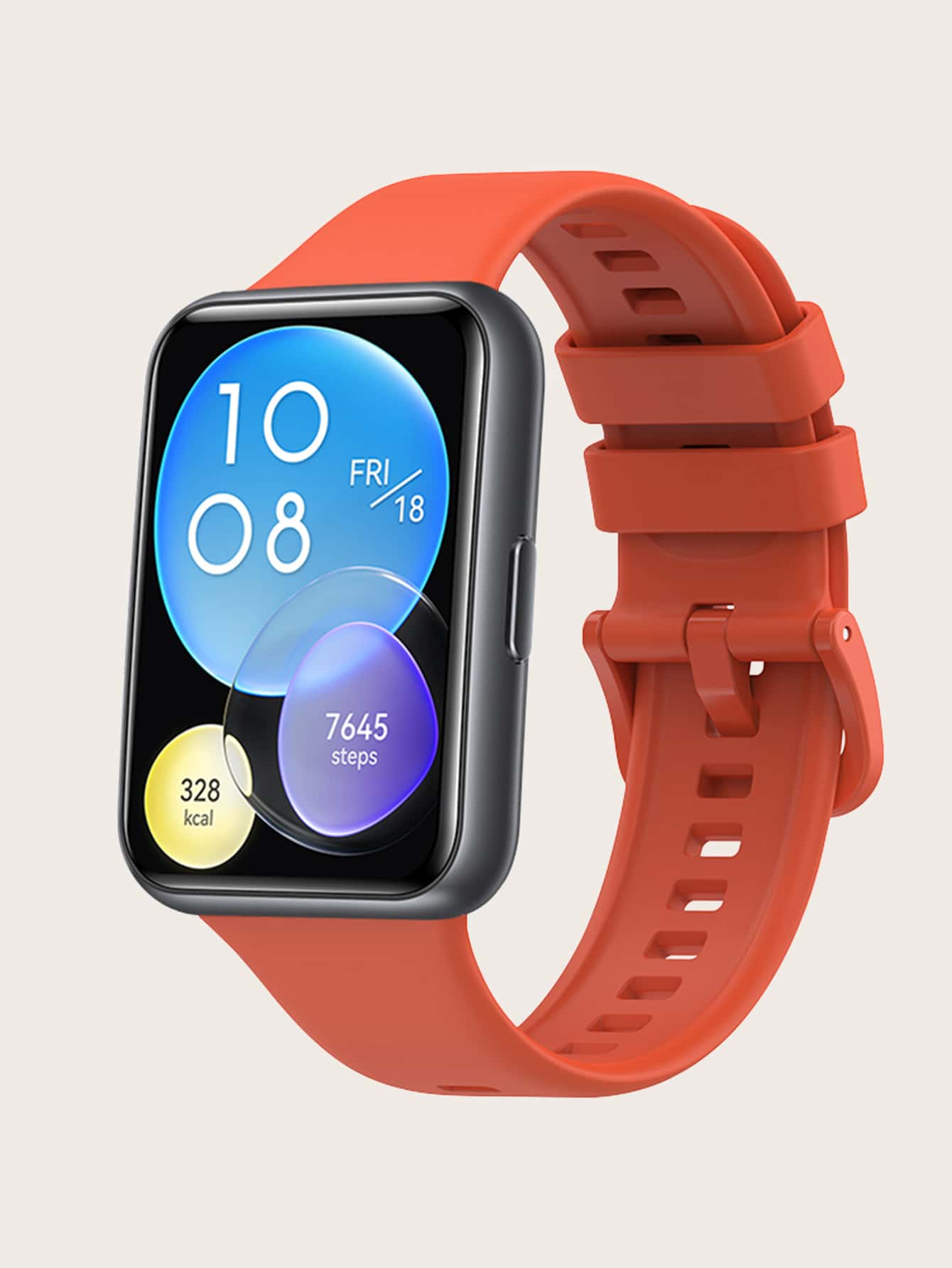 Dây đeo đồng hồ màu đỏ bằng silicon Solo Color tương thích với Watch Fit 2 - trái cam - Xem 1