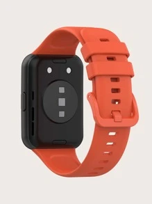 Dây đeo đồng hồ màu đỏ bằng silicon Solo Color tương thích với Watch Fit 2 - trái cam - Xem 2