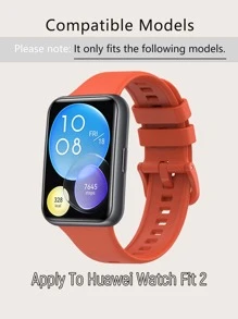 Dây đeo đồng hồ màu đỏ bằng silicon Solo Color tương thích với Watch Fit 2 - trái cam - Xem 3