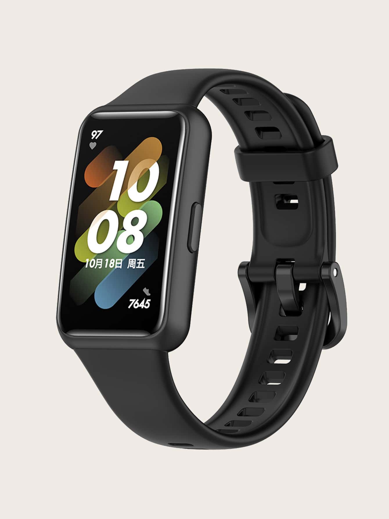 Black Silicone Strap For Band 7 - Black - View 1