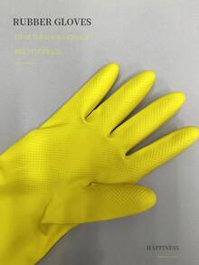 3對乳膠家用手套黃色家用廚房清潔手套