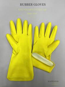 3對乳膠家用手套黃色家用廚房清潔手套