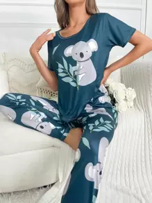 Koala Print Tee & Pants PJ Set / Pajama Set