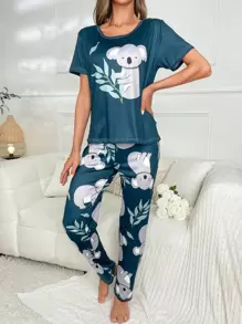 Koala Print Tee & Pants PJ Set / Pajama Set