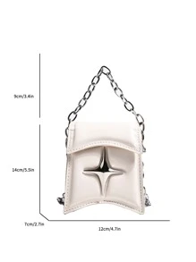 Mini Flap Novelty Bag Metal & Chain Decor - White - View 4