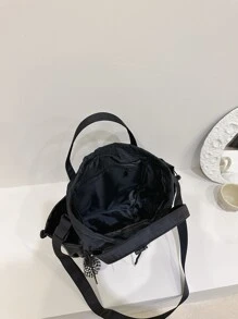 星星圖案托特包抽繩設計包飾裝飾適用於日常沙灘包購物袋可重複使用包行李袋,書包適合旅行,大學,學校 - 黑色 - 查看 7