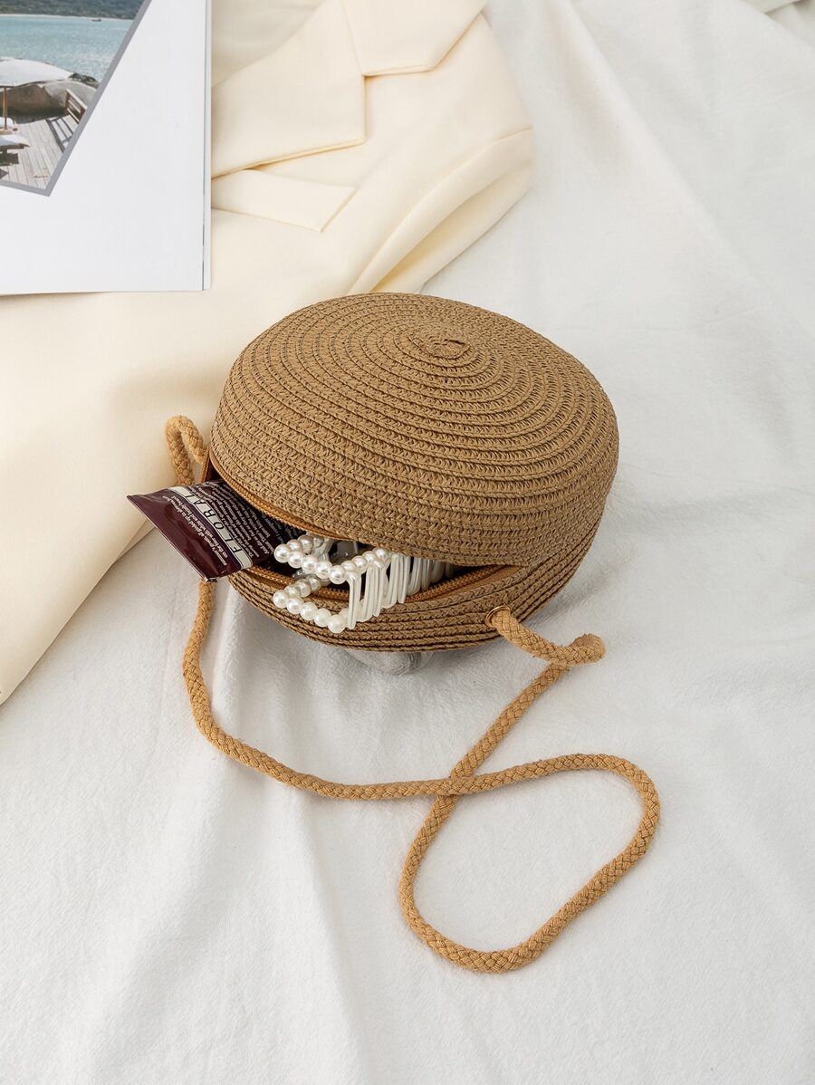 迷你草編包 - 棕色 - 查看 1