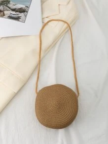 迷你草編包 - 棕色 - 查看 5