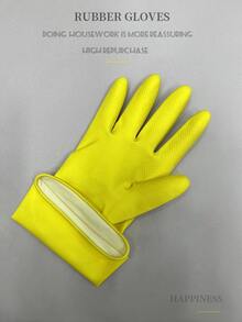 3對乳膠家用手套黃色家用廚房清潔手套