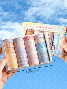 20 cuộn băng Washi họa tiết kẻ sọc - Nhiều màu - Xem 4