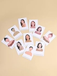 10入組人像圖案隨機首飾類展示紙卡 - 彩色 - 查看 2