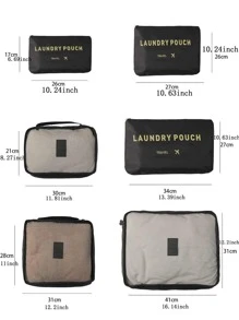 6pcs Portable Travel Storage Bag, Black Polyester Multifunction Wash Bag For Travel,Boho Vibes - Black - View 3