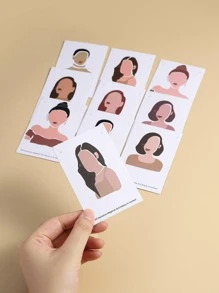 10入組人像圖案隨機首飾類展示紙卡 - 彩色 - 查看 4