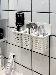 1pc Punch-free Bathroom Storage Rack - White - View 1