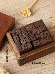 1 caja Sello de madera alfabeto de inglés - Multicolor - Ver 8