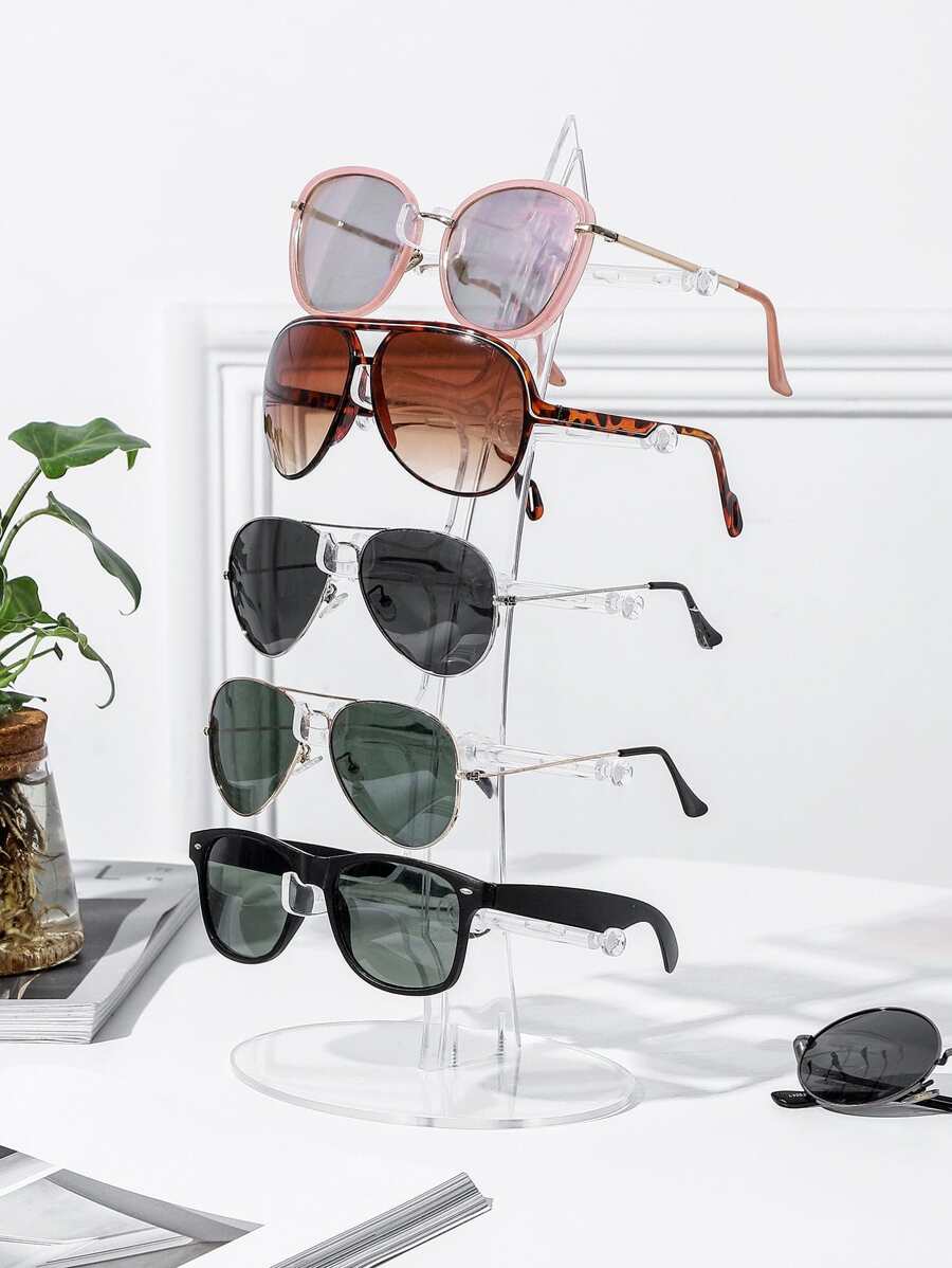 WHICHLIFE 1入組可拆卸PMMA太陽鏡展示架簡約透明帆船設計多層珠寶塔適合家用 - 無色 - 查看 1