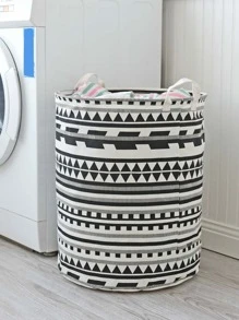 1pc Fabric Storage Basket, Waterproof Lining, For Clothes And Toys - Black and White - View 4