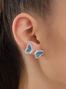 Butterfly Decor Stud örhängen - Blå - Visa 1