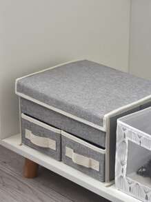 1 pieza Caja de almacenamiento de ropa interior de doble capa, decoración de habitación, decoración del hogar, decoración de otoño, decoración de dormitorio - Gris - Ver 4