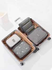 6 件旅行行李整理袋套装，标语图案旅行收纳袋，波西米亚风