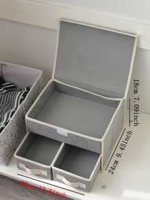 1 pieza Caja de almacenamiento de ropa interior de doble capa, decoración de habitación, decoración del hogar, decoración de otoño, decoración de dormitorio - Gris - Ver 5