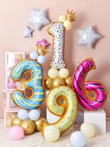 1入組30英寸數字小氣球 - 彩色 - 查看 2