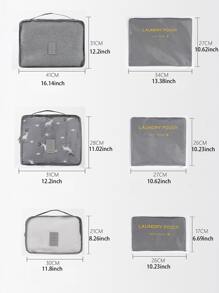 6 件旅行行李整理袋套装，标语图案旅行收纳袋，波西米亚风