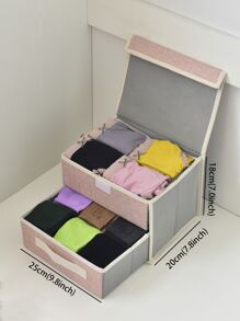 1pc Double Layer Underwear Storage Box - Pink - View 3
