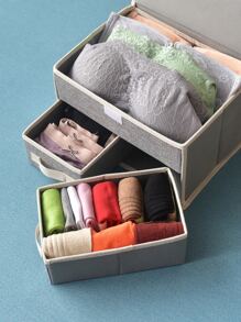 1 pieza Caja de almacenamiento de ropa interior de doble capa, decoración de habitación, decoración del hogar, decoración de otoño, decoración de dormitorio - Gris - Ver 7