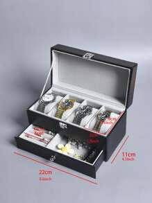 Hộp lưu trữ đồ trang sức hai lớp 1pc - màu đen - Xem 3